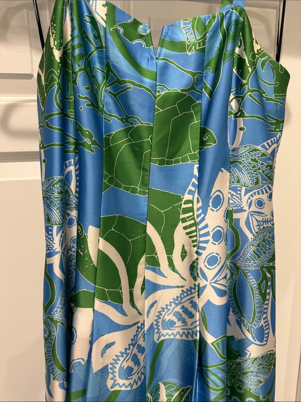 Blue & Green Tropical Print Women's Dress